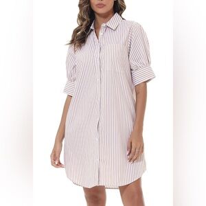 Striped Button-Down Mini Dress
